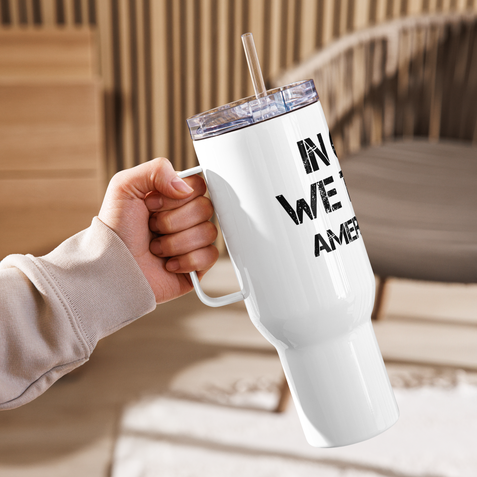 Travel Mug With Handle God Above All - Image 6
